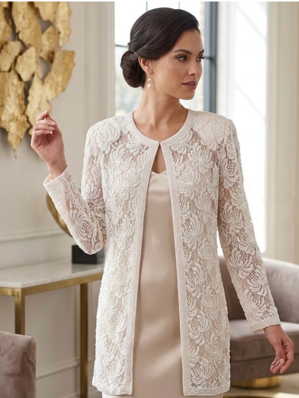 Scala vintage blush color beaded jacket. Sz L